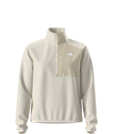 WTNFPerformanceFleece1_4Zip- Beige half-zip pullover with The North Face logo on a white background
