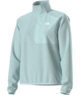 WTNFPerformanceFleece1_4Zip-Light blue quarter zip with white North Face Logo on a white background