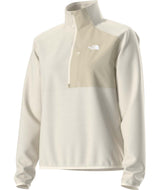 WTNFPerformanceFleece1_4Zip- Beige half-zip pullover with The North Face logo on a white background