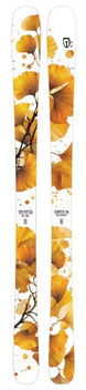 WTempest94- White skis with a yellow floral pattern on the topsheet on a white background