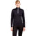 WTista1_2ZipMidlayer- A woman modeling a black long-sleeve half-zip athletic top with a white zipper pull, paired with black leggings, against a plain white background.