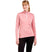 WTista1_2ZipMidlayer- A woman modeling a pink long-sleeve half-zip athletic top with a white zipper pull, paired with black leggings, against a plain white background.