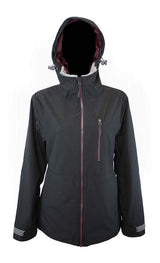 WTreelineShellJacket- Black jacket with a hood on a white background