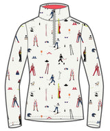 WVivid1_2Zip- White quarter zip with skier design on a white background