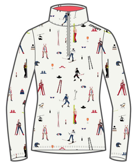 WVivid1_2Zip- White quarter zip with skier design on a white background