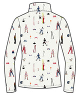 WVivid1_2Zip- White quarter zip with skier design on a white background