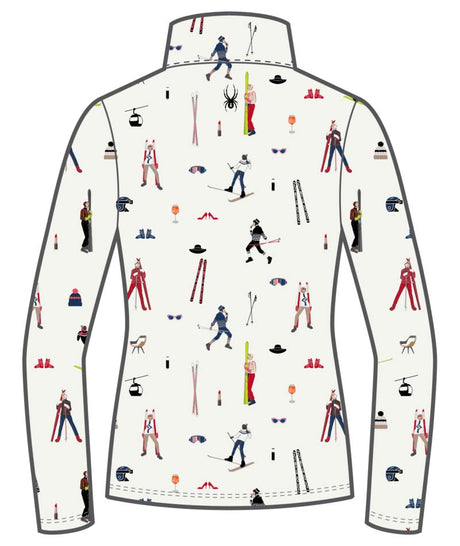 WVivid1_2Zip- White quarter zip with skier design on a white background