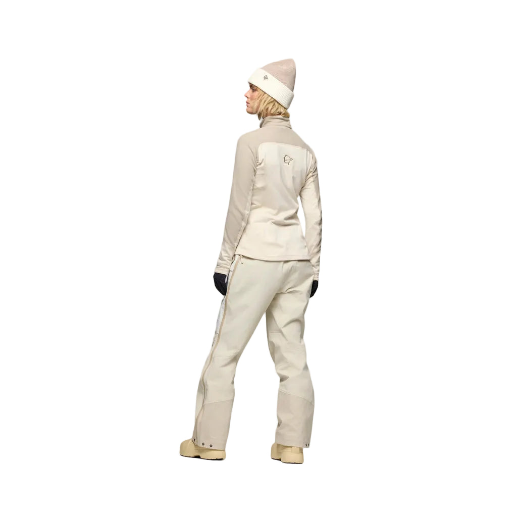 Lofoten Warm2 Jacket -Beige fleece jacket with a brand logo on a white background