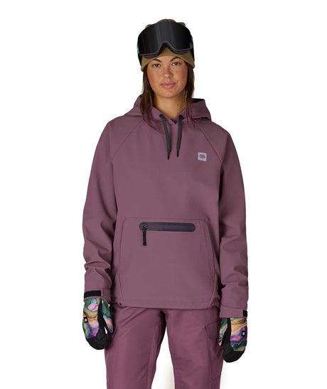 WWaterproofHoody-Person wearing a purple snowsuit with a white background