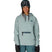 WWaterproofHoody-Person wearing a seafoam hoodie with a brand logo on a white background