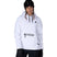 WWaterproofHoody-Person wearing a white hoodie with black accents on a white background