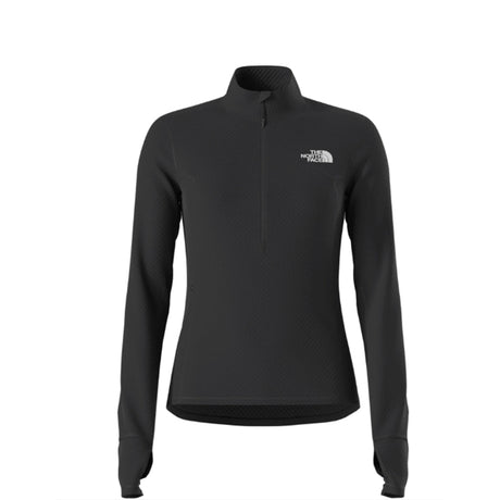 W Winter Warm Pro ¼ Zip- Black long-sleeve shirt with a brand logo on a white background