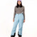 WZoeIIPant-Person wearing light blue snow pants and a gray top with a white background