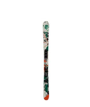 WallischShorty7.0- White Line Ski with paint splatter design on a white background