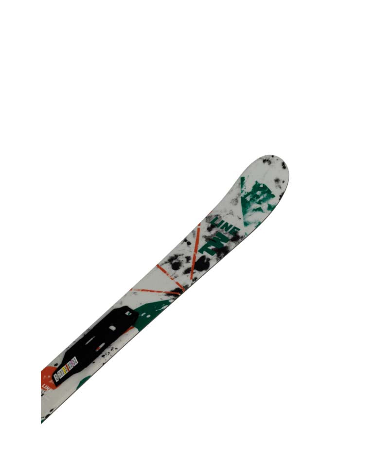 WallischShorty7.0- White Line Ski with paint splatter design on a white background
