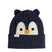 Wildlings-Navy blue baby hat with penguin design and COAL label on a white background