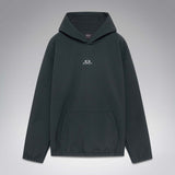 WintertideScratchedHoodie-A dark charcoal gray hooded sweatshirt with a small white Oakley logo on the left chest, displayed against a neutral gray gradient background.