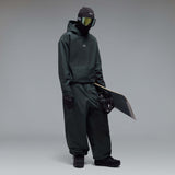 WintertideScratchedHoodie-A dark charcoal gray hooded sweatshirt with a small white Oakley logo on the left chest, displayed against a neutral gray gradient background.