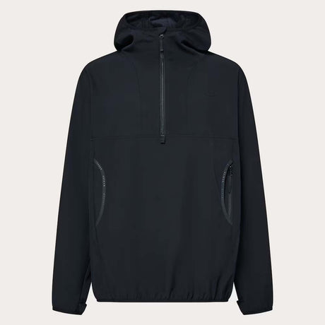 WintertideSoftshellHoodie-Black hooded jacket on a light gray background