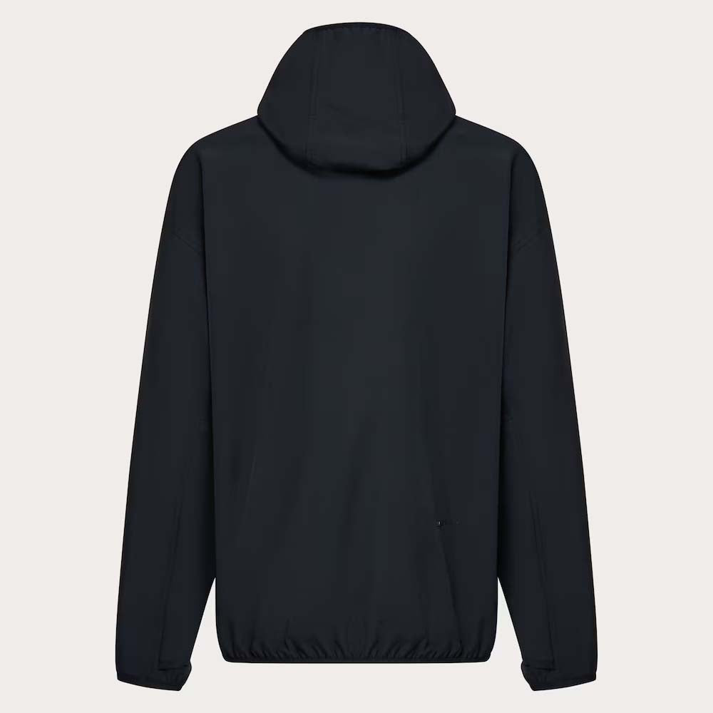 WintertideSoftshellHoodie-Black hooded jacket on a light gray background