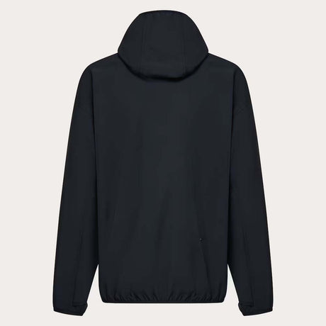 WintertideSoftshellHoodie-Black hooded jacket on a light gray background