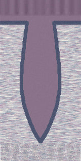 WSkiFullCushionOTCSocks-Close-up of a purple and gray patterned fabric with a prominent 'V' shape.