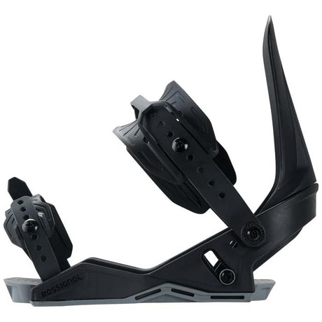 WorksSnowboardBinding- Rossignol two strap snowboard binding displayed on a white background