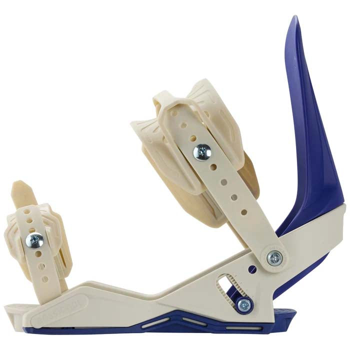 WorksSnowboardBinding- Rossignol two strap snowboard binding displayed on a white background