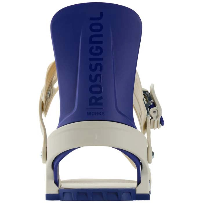 WorksSnowboardBinding- Rossignol two strap snowboard binding displayed on a white background