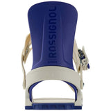 WorksSnowboardBinding- Rossignol two strap snowboard binding displayed on a white background