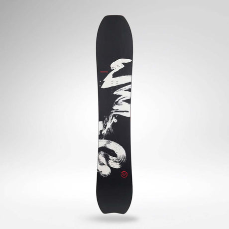 Wu-Ji- Black, white, and red snowboard on a white background