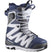 XApproachLaceSjBOA- Blue, white, and black lace snowboard boot with a boa on the right side on a white background
