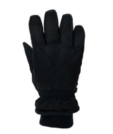 XpressIIGlove-A single black winter glove shown from the back, featuring a textured knit body, elasticized wrist opening, and a small stitched cross detail on the index finger, set against a plain white background.