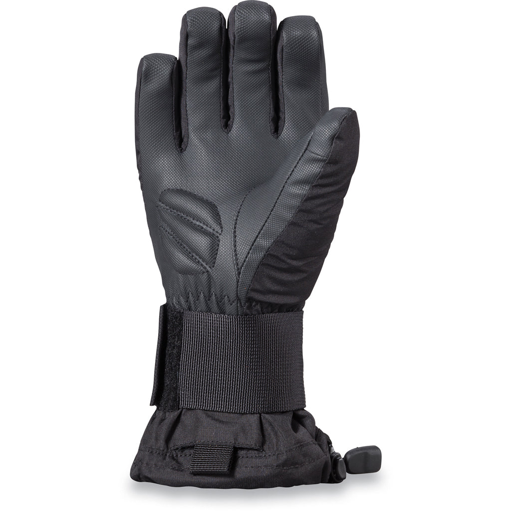 YouthWristguardGlove-Black glove with wrist strap on a white background