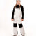 YouthCooperBib-Person wearing a black long-sleeve shirt, gray beanie, white bib overalls, and gray shoes on a white background