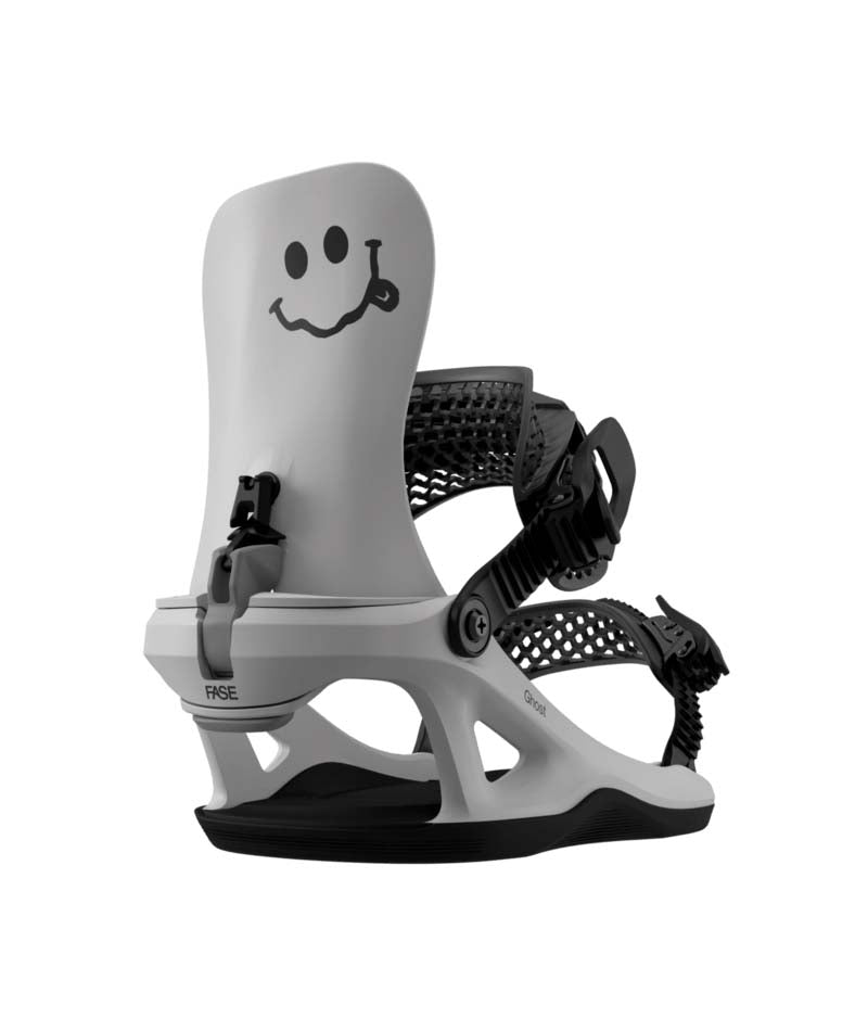 YouthGhostFase-Grey snowboard binding with black hardware on a white background