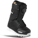 YouthLashedBoa-Black snowboard boot with white sole on a white background