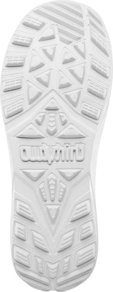 YouthLashedBoa-Black snowboard boot with white sole on a white background