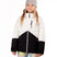 YouthLyricIIJacket-Child wearing a white and black jacket with colorful pants on a white background