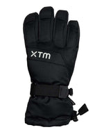 ZoomGlove-A single black winter glove with a white 'XTM' logo on the back of the hand, featuring a wrist strap and hook-and-loop closure, shown against a plain white background.