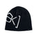 ak_LogoBeanie-Black beanie with white logo on a white background
