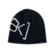 ak_LogoBeanie-Black beanie with white logo on a white background