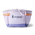 allpa-30l-gear-hauler-A Cotopaxi brand canvas tote bag in light lavender purple with a darker purple bottom panel, orange side accents, and white handles, shown on a clean white background.
