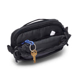 allpa-x-1-5l-hip-pack- Black waist bag with a brand logo on a white background