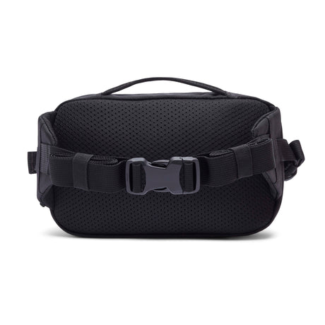allpa-x-1-5l-hip-pack- Black waist bag with a brand logo on a white background