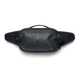 allpa-x-1-5l-hip-pack- Black waist bag with a brand logo on a white background