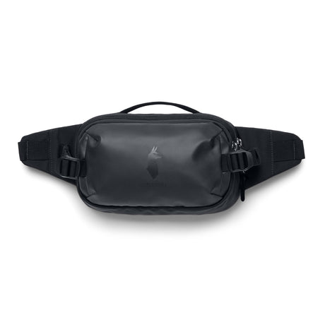 allpa-x-1-5l-hip-pack- Black waist bag with a brand logo on a white background