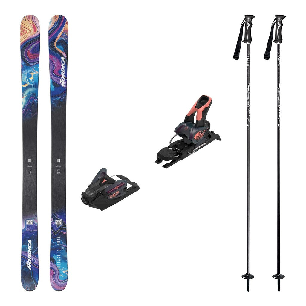 Nordica Unleashed 98 CA Mens Skis 2027 with Strive 12 Bindings Ski Package - Bent Chetler Salmon