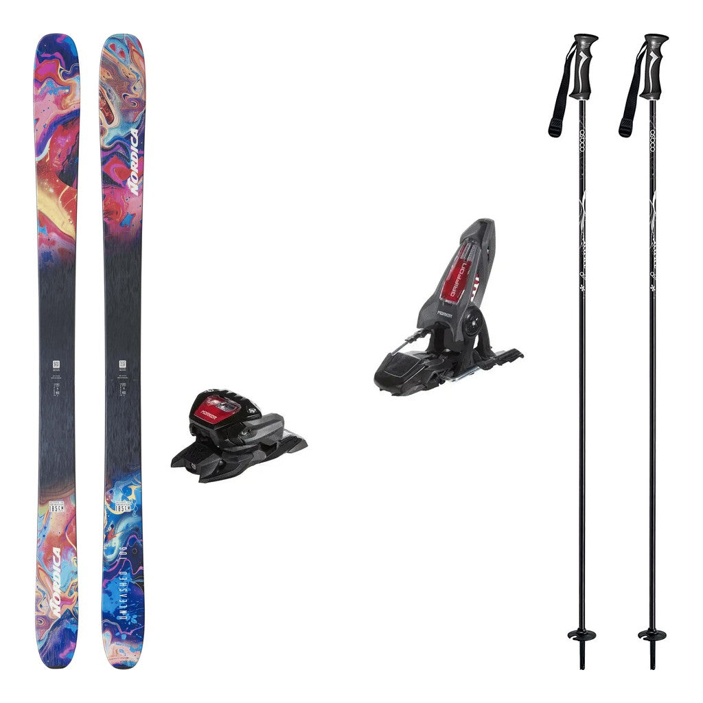 Nordica Unleashed 106 Mens Skis 2027 with Griffon 13 Bindings Ski Package - Anthracite/Black/Red