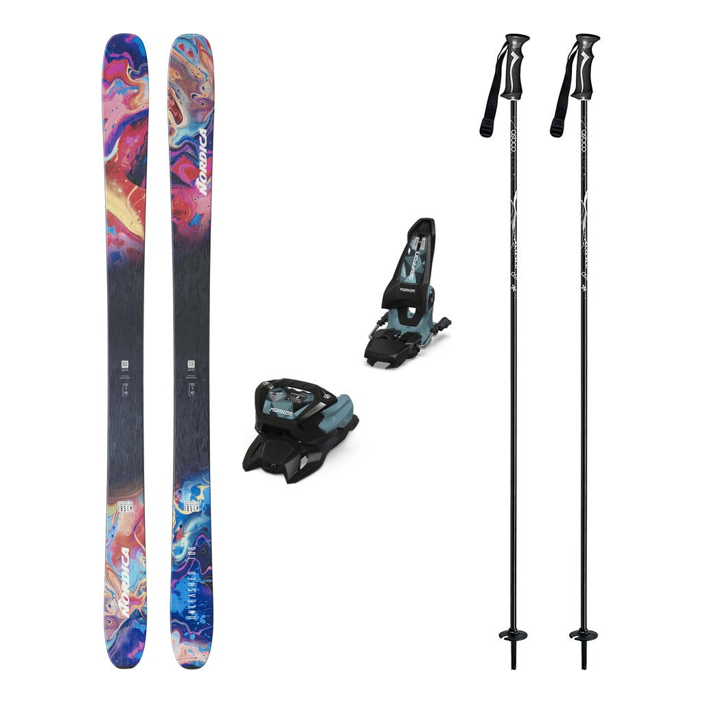 Nordica Unleashed 106 Mens Skis 2027 with Griffon 13 Bindings Ski Package - Black/Powder Blue